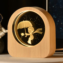 Load image into Gallery viewer, Wooden Base 3D Inner Carving Crystal Ball Luminous Galaxy Moon Ornaments Christmas New Year Creative Gift Nightlight
