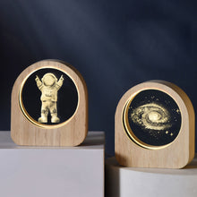 Load image into Gallery viewer, Wooden Base 3D Inner Carving Crystal Ball Luminous Galaxy Moon Ornaments Christmas New Year Creative Gift Nightlight
