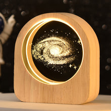 Load image into Gallery viewer, Wooden Base 3D Inner Carving Crystal Ball Luminous Galaxy Moon Ornaments Christmas New Year Creative Gift Nightlight

