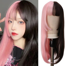 Load image into Gallery viewer, Jellyfish Queen Hair Style Black Long Straight Wig Female Long Hair Natural and Realistic Full Headset Style Internet Celebrity Princess Cut Spot Straight Wig Set
