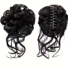 Load image into Gallery viewer, Curly Wig Headband Synthetic Wig Short Style Messy and Fluffy Long Beard Style Grab Clip Lazy Bun Head

