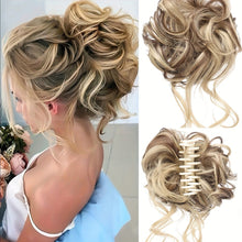 Load image into Gallery viewer, Curly Wig Headband Synthetic Wig Short Style Messy and Fluffy Long Beard Style Grab Clip Lazy Bun Head
