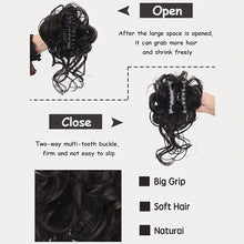 Load image into Gallery viewer, Curly Wig Headband Synthetic Wig Short Style Messy and Fluffy Long Beard Style Grab Clip Lazy Bun Head
