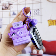 Load image into Gallery viewer, Cute Cartoon Flashlight Polaroid Kuromi Key Chain Retro Camera Jade Guigou Keychain Small Pendant
