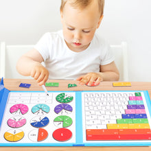 Load image into Gallery viewer, Math Mastery Montessori Magnetic Fraction Puzzles Colorful Wooden Book for Children Arithmetic Learning Teaching Aids
