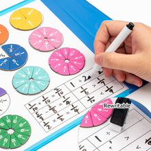 Load image into Gallery viewer, Math Mastery Montessori Magnetic Fraction Puzzles Colorful Wooden Book for Children Arithmetic Learning Teaching Aids
