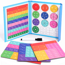 Load image into Gallery viewer, Math Mastery Montessori Magnetic Fraction Puzzles Colorful Wooden Book for Children Arithmetic Learning Teaching Aids
