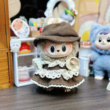 Load image into Gallery viewer, Doll Clothes Lace Stitching Brown Dress Suit Mini Fashionable Keychain Dolls Decoration Accessories for 17CM Labubu

