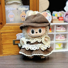Load image into Gallery viewer, Doll Clothes Lace Stitching Brown Dress Suit Mini Fashionable Keychain Dolls Decoration Accessories for 17CM Labubu
