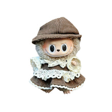 Load image into Gallery viewer, Doll Clothes Lace Stitching Brown Dress Suit Mini Fashionable Keychain Dolls Decoration Accessories for 17CM Labubu

