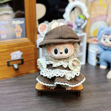 Load image into Gallery viewer, Doll Clothes Lace Stitching Brown Dress Suit Mini Fashionable Keychain Dolls Decoration Accessories for 17CM Labubu
