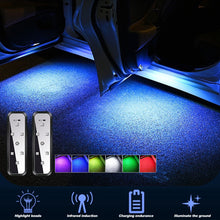Load image into Gallery viewer, 1/2Pcs USB Charging LED Car Door Lights Welcome Light Magnetic Control Auto Open Door Safe Anti-collision Emergency Signal Lamp
