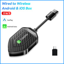 Load image into Gallery viewer, Universal 2 in 1 Wireless CarPlay Adapter Wireless Android Auto Wired To Wireless Adapter play Ai Box Adapter For lPhone
