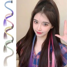 Load image into Gallery viewer, Highlight Hair Wig Piece for Women Dyed Long Straight Hair One-piece Hair Extensions Hanging Ears Dyed Long Hair Piece
