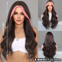 Load image into Gallery viewer, Fashionable Women's Mid Cut Dyed Wig Set Long Curly Hair Wig Cover Breathable Large Wave Elegant Simulation Wig Cover
