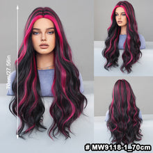 Load image into Gallery viewer, Fashionable Women's Mid Cut Dyed Wig Set Long Curly Hair Wig Cover Breathable Large Wave Elegant Simulation Wig Cover
