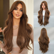 Load image into Gallery viewer, Fashionable Women's Mid Cut Dyed Wig Set Long Curly Hair Wig Cover Breathable Large Wave Elegant Simulation Wig Cover
