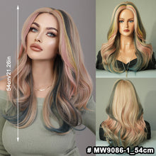 Load image into Gallery viewer, Fashionable Women's Mid Cut Dyed Wig Set Long Curly Hair Wig Cover Breathable Large Wave Elegant Simulation Wig Cover
