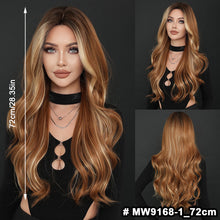 Load image into Gallery viewer, Fashionable Women's Mid Cut Dyed Wig Set Long Curly Hair Wig Cover Breathable Large Wave Elegant Simulation Wig Cover
