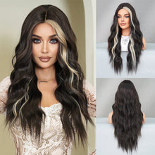 Load image into Gallery viewer, Fashionable Women's Mid Cut Dyed Wig Set Long Curly Hair Wig Cover Breathable Large Wave Elegant Simulation Wig Cover
