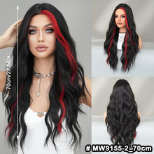 Load image into Gallery viewer, Fashionable Women's Mid Cut Dyed Wig Set Long Curly Hair Wig Cover Breathable Large Wave Elegant Simulation Wig Cover
