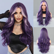 Load image into Gallery viewer, Fashionable Women's Mid Cut Dyed Wig Set Long Curly Hair Wig Cover Breathable Large Wave Elegant Simulation Wig Cover
