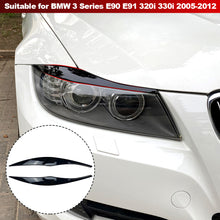 Load image into Gallery viewer, Car Headlight Eyebrows Eyelid Cover ABS Stickers Gloss Black For BMW 3 Series E90 E91 2005 2006 2007 2008 2009 2010 2011 Sedan / Touring
