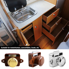 Load image into Gallery viewer, Zinc Alloy Camper Car Push Button Latches Cabinet Door Catch Lock for RV Caravan Boat Motor Home Cabinet Drawer Latch Button Locks
