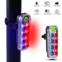 Load image into Gallery viewer, Waterproof 8LED Bicycle Rechargeable Tail Light Safety Warning Red Blue Light Bike Rear Lights Outdoor MTB Cycling Taillight
