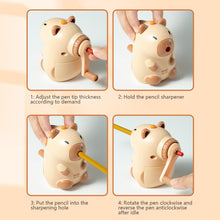 Load image into Gallery viewer, Cute Cartoon Capybara Hand Crank Mechanical Pencil Sharpener Pencil Automatically Enters Pencil Sharpening Tool Stationery
