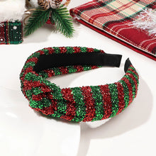 Load image into Gallery viewer, Colorful Christmas Hair Band Delicate Striped Shiny Silk Knotted Hair Hoop Headband Versatile Headwear Hair Ornaments
