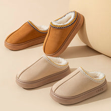 Load image into Gallery viewer, Solid Color Velvet Warm Cotton Slippers Thick Bottomed Anti-slip Lightweight Slippers Casual Indoor Outdoor EVA Slippers
