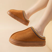 Load image into Gallery viewer, Solid Color Velvet Warm Cotton Slippers Thick Bottomed Anti-slip Lightweight Slippers Casual Indoor Outdoor EVA Slippers
