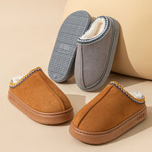 Load image into Gallery viewer, Solid Color Velvet Warm Cotton Slippers Thick Bottomed Anti-slip Lightweight Slippers Casual Indoor Outdoor EVA Slippers
