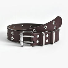 Load image into Gallery viewer, Stylish Casual Women Belt Personalized Hollow Double Row Waistband PU Leather Metal Buckle Waistband Waist Decoration
