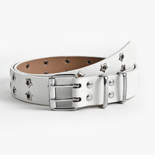 Load image into Gallery viewer, Stylish Casual Women Belt Personalized Hollow Double Row Waistband PU Leather Metal Buckle Waistband Waist Decoration
