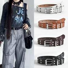 Load image into Gallery viewer, Stylish Casual Women Belt Personalized Hollow Double Row Waistband PU Leather Metal Buckle Waistband Waist Decoration
