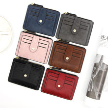 Load image into Gallery viewer, Casual Solid Color Coin Wallet Zipper Blocking PU Leather High Capacity Portable Card ID Credit Card Holder Wallet for Men Women
