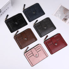 Load image into Gallery viewer, Casual Solid Color Coin Wallet Zipper Blocking PU Leather High Capacity Portable Card ID Credit Card Holder Wallet for Men Women
