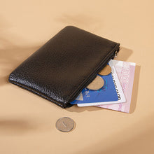 Load image into Gallery viewer, Solid Color Simple Litchi Patterned Coin Wallet Zipper Blocking PU Leather Portable Wallet Card Coin Key Portable Storage Bag
