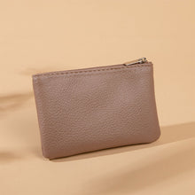 Load image into Gallery viewer, Solid Color Simple Litchi Patterned Coin Wallet Zipper Blocking PU Leather Portable Wallet Card Coin Key Portable Storage Bag

