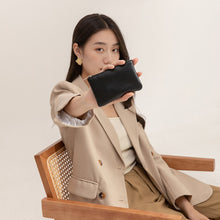 Load image into Gallery viewer, Solid Color Simple Litchi Patterned Coin Wallet Zipper Blocking PU Leather Portable Wallet Card Coin Key Portable Storage Bag
