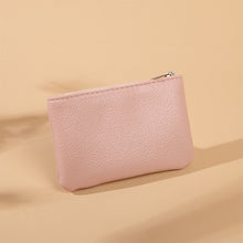 Load image into Gallery viewer, Solid Color Simple Litchi Patterned Coin Wallet Zipper Blocking PU Leather Portable Wallet Card Coin Key Portable Storage Bag
