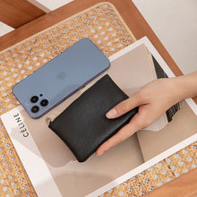 Load image into Gallery viewer, Solid Color Simple Litchi Patterned Coin Wallet Zipper Blocking PU Leather Portable Wallet Card Coin Key Portable Storage Bag
