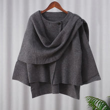 Load image into Gallery viewer, Solid Color Cape Scarf Collar Coat Fashionable Warm Comfortable Loose Short Coat Winter Long Sleeve Woolen Coat for Women

