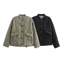Load image into Gallery viewer, Quilted Button-down Cotton Jacket Stylish Comfortable Retro Casual Jacket Winter Warm Loose Short Jacket for Women

