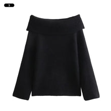 Load image into Gallery viewer, Solid Color loose Fashionable Knitted Sweater Autumn Winter Boat Neck Sweater Comfortable Warm Sweater Coat for Women
