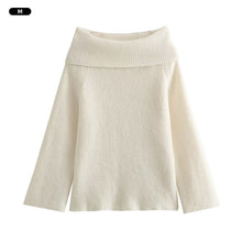 Load image into Gallery viewer, Solid Color loose Fashionable Knitted Sweater Autumn Winter Boat Neck Sweater Comfortable Warm Sweater Coat for Women
