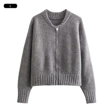 Load image into Gallery viewer, Zipper Knit Sweater Jacket Stylish Comfortable Sweater Cardigan Autumn Winter Solid Color Loose Warm Coat Outwear for Women
