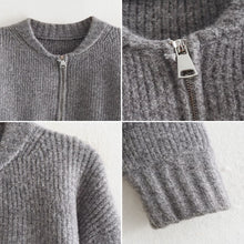 Load image into Gallery viewer, Zipper Knit Sweater Jacket Stylish Comfortable Sweater Cardigan Autumn Winter Solid Color Loose Warm Coat Outwear for Women
